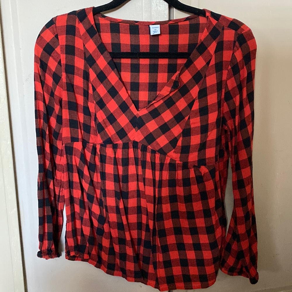 Buffalo plaid peplum top